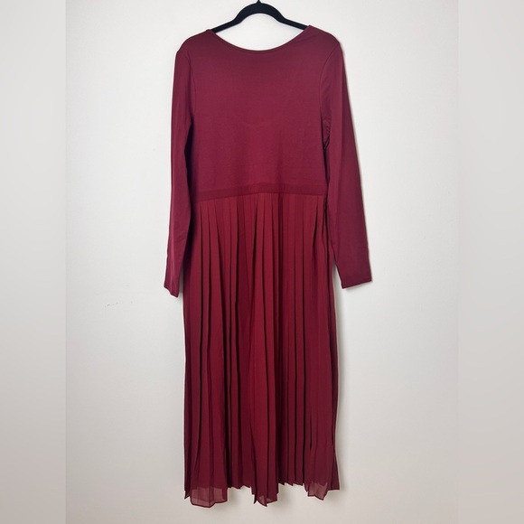NEW J.Crew Pleated Ballet Dress Burgundy Stretch Cotton Blend A-Line Maxi Dress - Picture 3 of 11